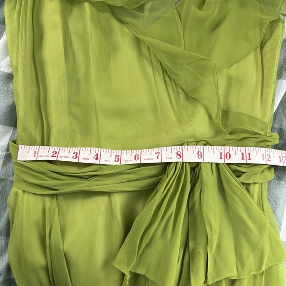 Vintage Green Ruffled Flowy Long Maxi Dress Flutter Fleece Sheer Chiffon Prom - Picture 13 of 15